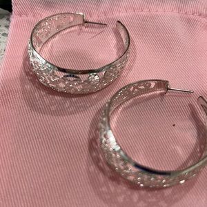 Designed Silver hoop pierced earrings
